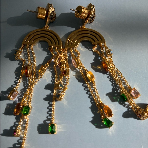 Kurt Geiger Gold Rainbow Drop Earrings - Picture 2 of 6